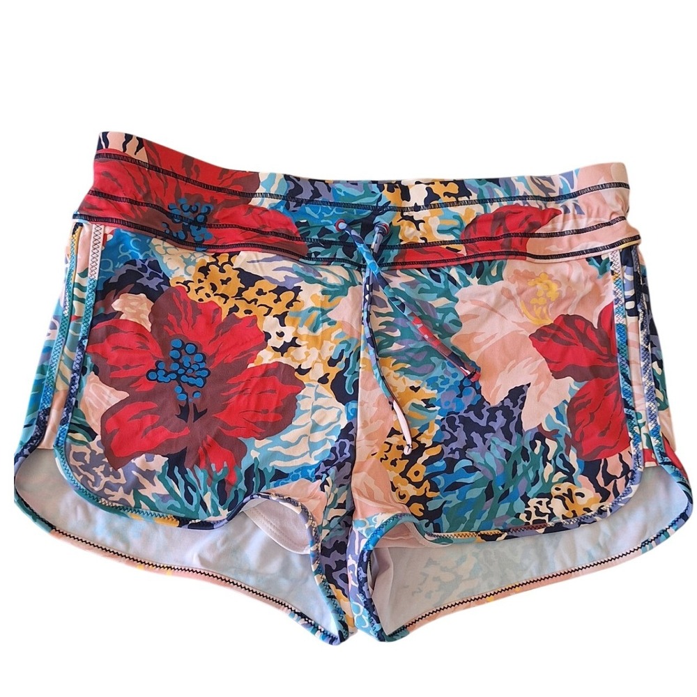 ATHLETA Red Blue Pink floral shorts size S